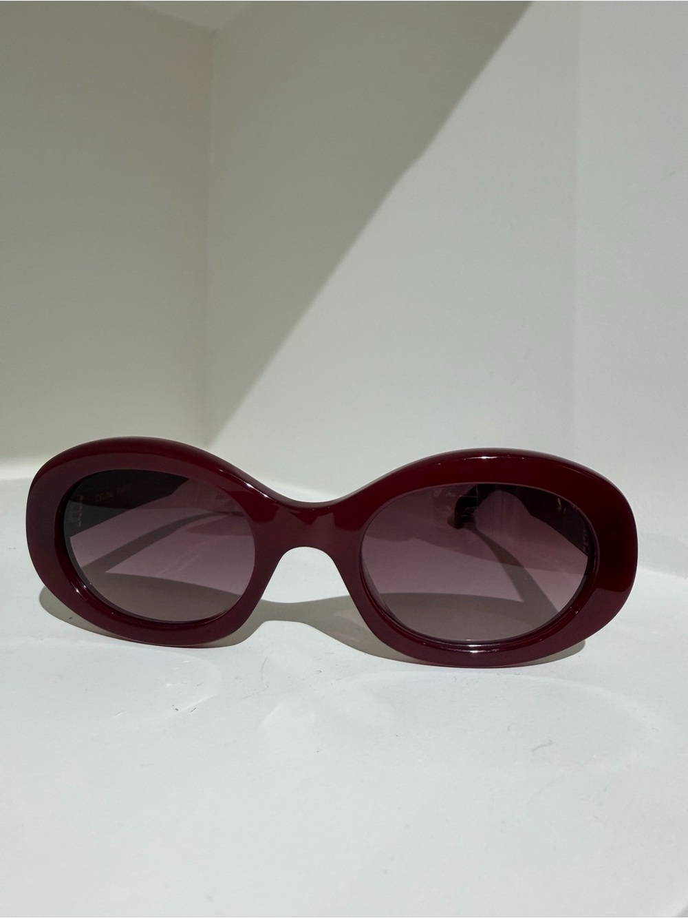 Celine Triomphe Oval Sunglasses in Milky Burgundy - Picture 2 of 4